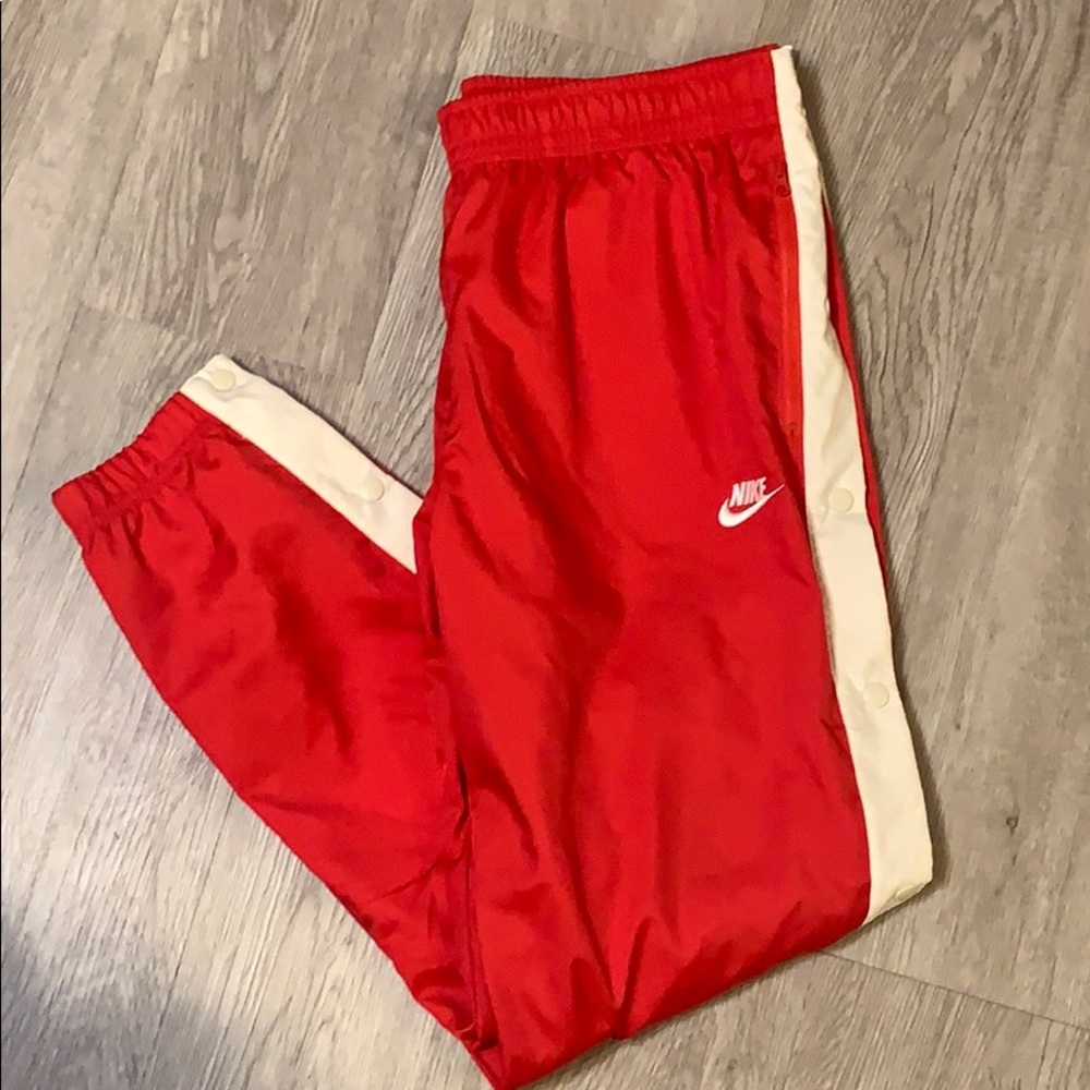 NIKE Men's Tear-Away Track Pants Red size LARGE